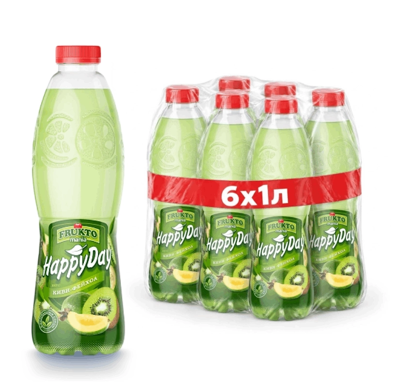 Сокосодержащий напиток Fruktomania Happy day Киви-Фейхоа 1 литр, 6 шт
