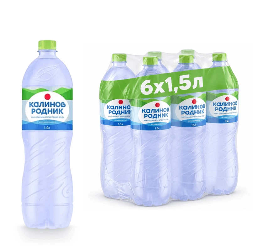 Вода "Калинов Родник" 1,5 литра, без газа, пэт, 6 шт.