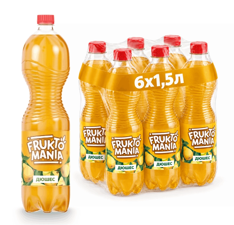 Газированный напиток Fruktomania  Дюшес 1,5 литра, 6 шт от магазина Vitarel