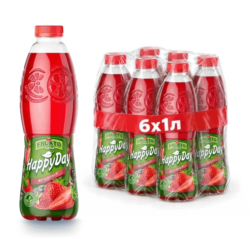 Сокосодержащий напиток Fruktomania Happy day Ягодный 1 литр, 6 шт от магазина Vitarel